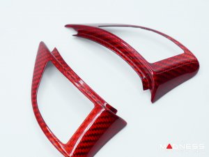 FIAT 500 Steering Wheel Trim Set - 2 pieces - Carbon Fiber - Red Pearl Finish